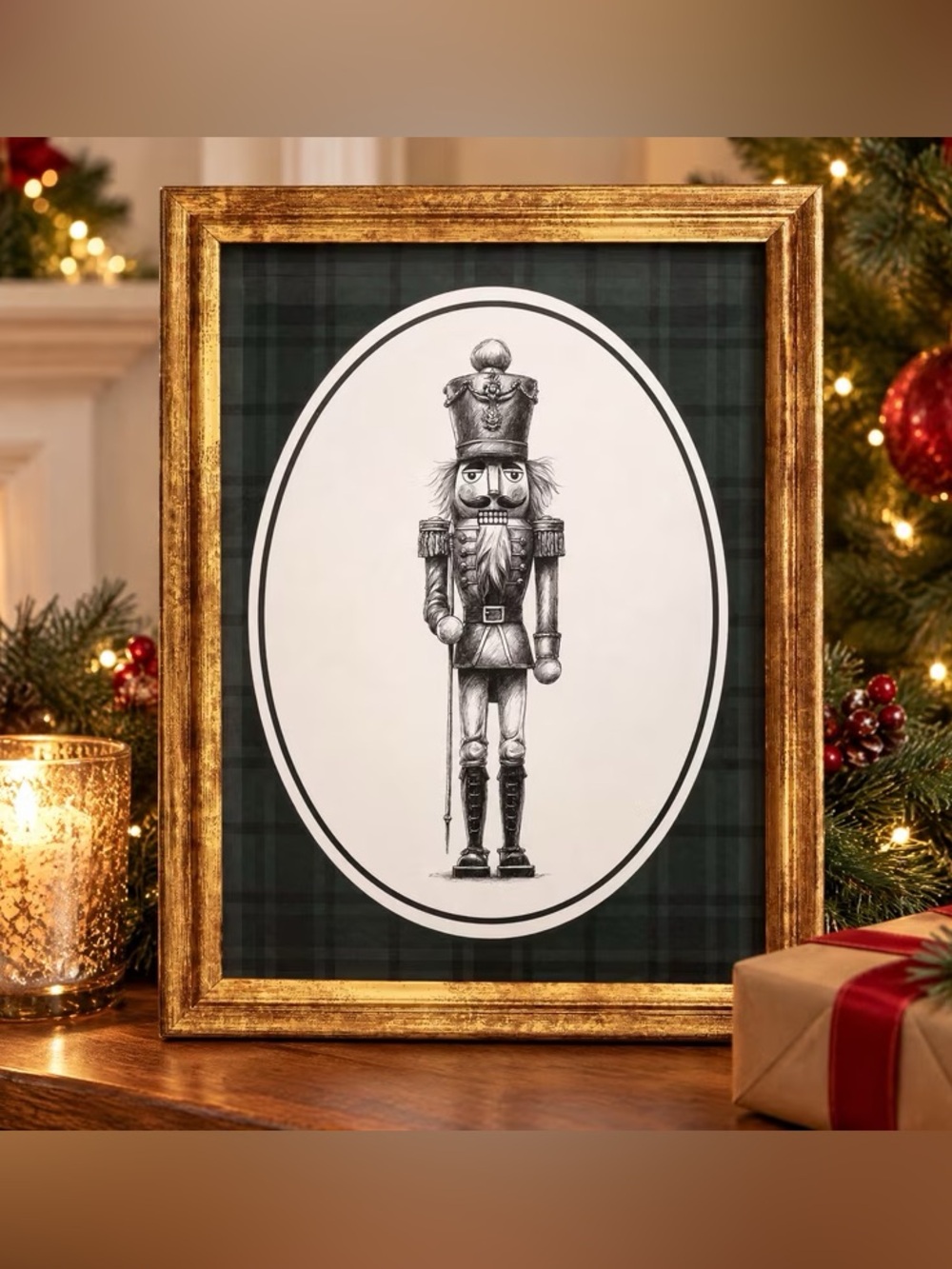 My Texas House Nutcracker Print Framed Christmas Wall Art, 8" x 10"